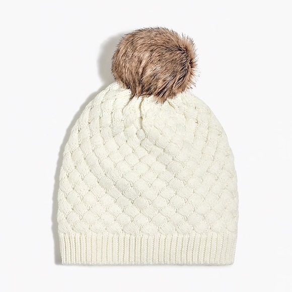 NWT J. Crew Knit Hat With Faux-fur Pom-Pom - Picture 1 of 3